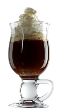 Irish coffee in a glass