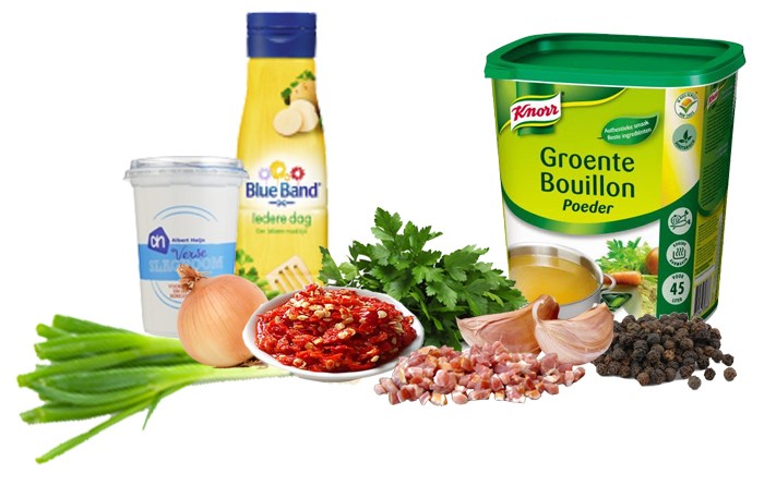 Ingrediënten lente ui soep