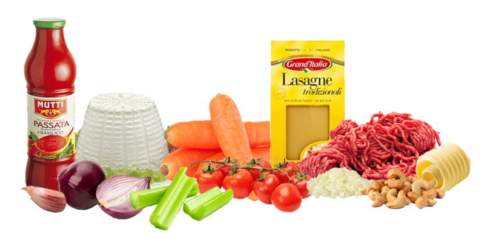 Ingredienten lasagne met ricotta