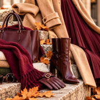 Herfstmode op stenen trappen